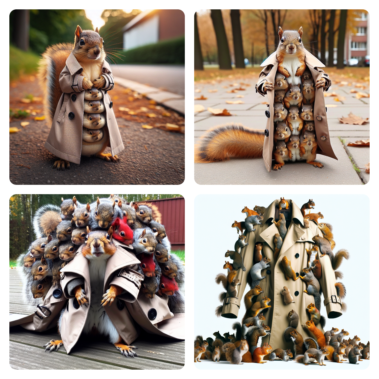 Image: Squirrel Trenchcoat Totem: Nuts About Stacking!